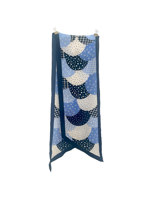 Blå Dots silkesscarf