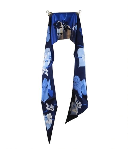 Blå Flower silkesscarf