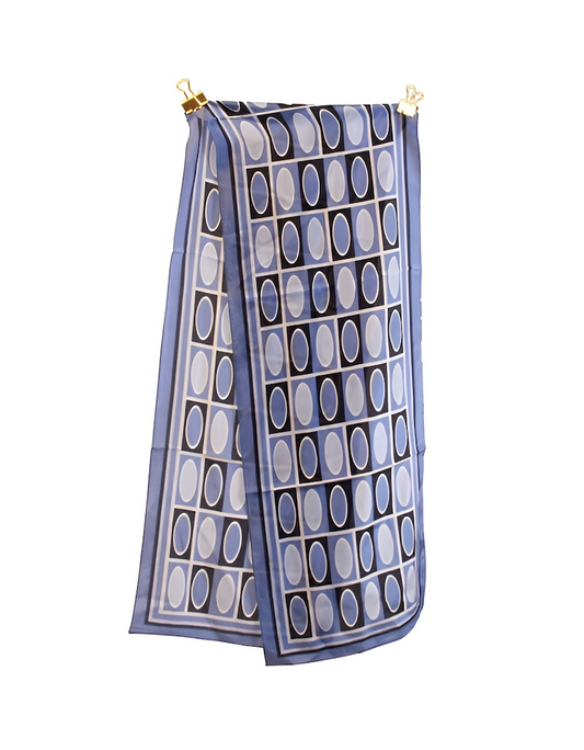 Blå Chess silkesscarf